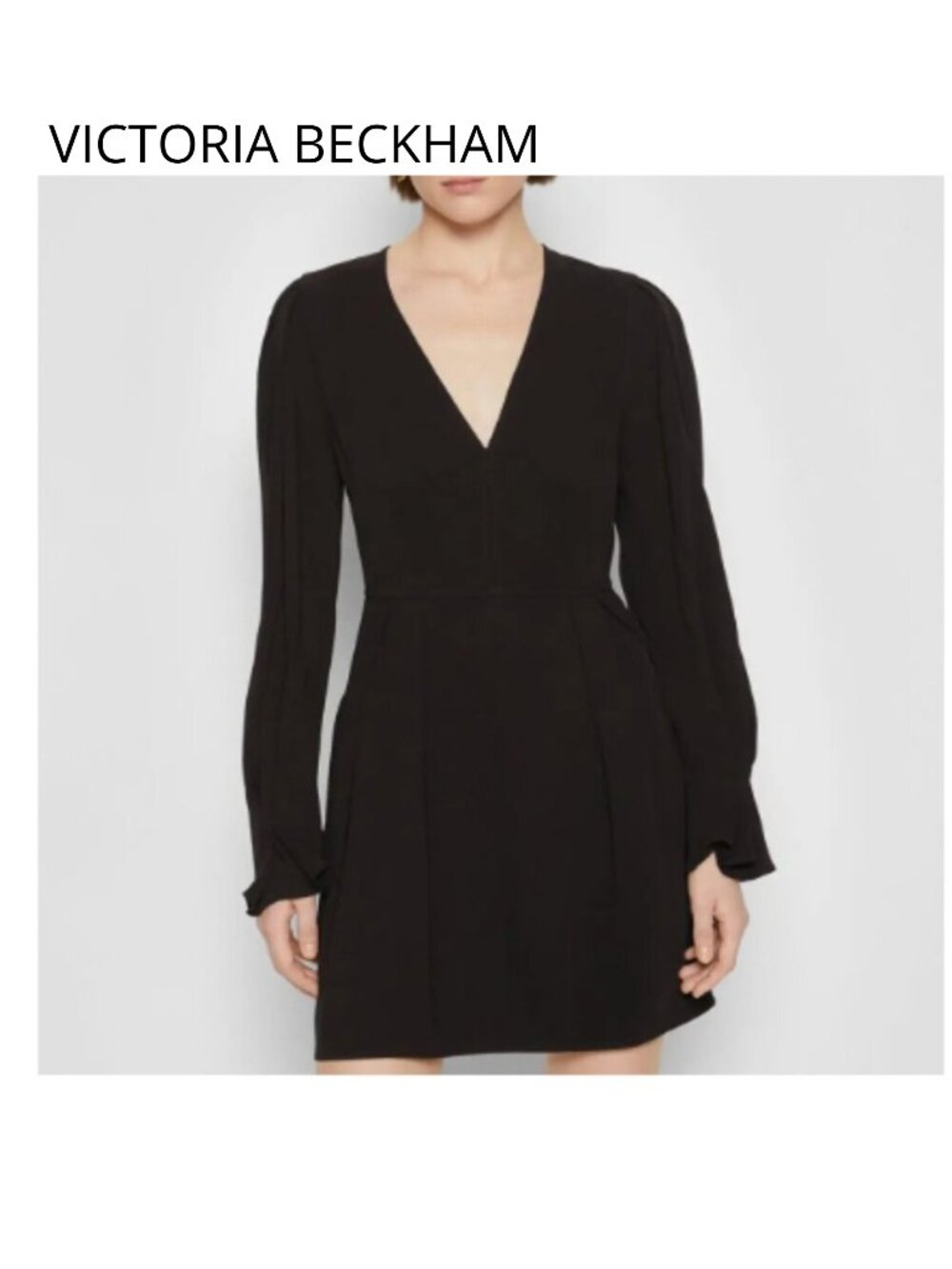 NWOT Victoria Beckham Black Deep V Mini  Dress Size